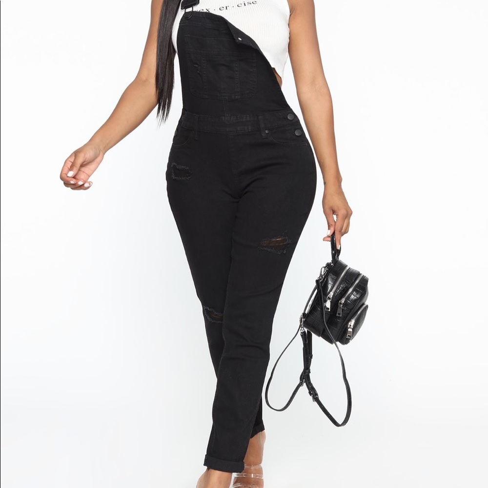 Fashion Nova Black Jean Overalls